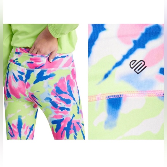 Justice J Sport Girls Bright Tie-Dye Color Block Athletic Legging - Sz: XS (5/6) - Picture 3 of 5